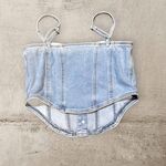  Top jeans denim abbottonatura fashion jeans bretelle con elastico sul retro