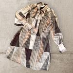 ASHLEY SRL ROMA ABITO IN VISCOSA a trapezio fantasia con lurex modello con collo LAVALLIÈRE