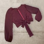 ASHLEY SRL ROMA CROP TOP MANICA LUNGA scollato dietro in georgette ,viscosa plissè ,manica lunga