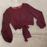 ASHLEY SRL ROMA CROP TOP MANICA LUNGA scollato dietro in georgette ,viscosa plissè ,manica lunga