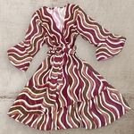 ASHLEY SRL ROMA ABITO fantasia in Georgette viscosa 100% scollato manica tre quarti con rouge e balza