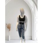  CROP TOP COTONE MILLERIGHE con fascia di strass sul davanti e coppette inserite