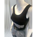  CROP TOP COTONE MILLERIGHE con fascia di strass sul davanti e coppette inserite