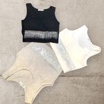  CROP TOP COTONE MILLERIGHE con fascia di strass sul davanti e coppette inserite