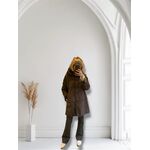  ECO SHEEP lungo con profili in ecopelle,interno in eco pelliccia ,cappuccio e tasche a filo