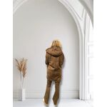  ECO SHEEP lungo con profili in ecopelle,interno in eco pelliccia ,cappuccio e tasche a filo