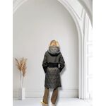  WOMEN’S DOWN JACKET COAT LONG CON INSERTI E MANICHE IN LANA CASHMERE con cinta ,tasche e cappuccio