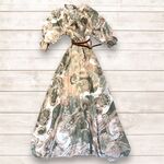  ABITO IN VISCOSA LUNGO FODERATO con rouge allo scollo manica tre quarti  fantasia