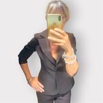 EFFETTI TAILLEUR in viscosa ed elastem ,giacca mono bottone ,pantalone taglio uomo color cioccolato