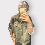 EFFETTI GIUBBINO JEANS modello bomber con tasche ed elastico marrone effetto vintage taglia unica