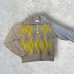 VICE VERSA MOHAIR WOOL POLO SWEATER  con bottoni gioiello  lunghezza media fantasia a rombi anni 70
