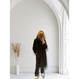  ECO PELLICCIA LUNGA  con cappuccio ,interno in eco montone e tasche a filo