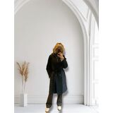  WOMEN’S DOWN JACKET COAT LONG CON INSERTI E MANICHE IN LANA CASHMERE con cinta ,tasche e cappuccio