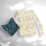  MAGLIA IN MISTO CASHEMER MANICA LUNGA POIS disponibile fondo beige e blu avio