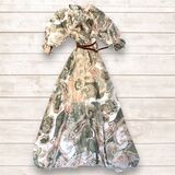  ABITO IN VISCOSA LUNGO FODERATO con rouge allo scollo manica tre quarti  fantasia