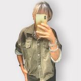 EFFETTI GIUBBINO JEANS modello bomber con tasche ed elastico marrone effetto vintage taglia unica