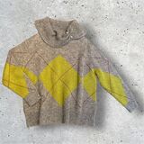Viceversa WOOL SWEATER IN MOHAIR DISPONIBILE CON COLLO ALTO lunghezza media fantasia a rombi anni 70