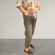  CAMICIA in viscosa manica tre quarti beige con colletto e revers sulla manica ,JEANS marrone vintage cinque tasche
