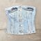  Top jeans denim abbottonatura fashion jeans con elastico sul retro disponibile taglie M-L-XL