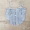  Top jeans denim abbottonatura fashion jeans bretelle con elastico sul retro