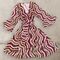 ASHLEY SRL ROMA ABITO fantasia in Georgette viscosa 100% scollato manica tre quarti con rouge e balza