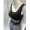  CROP TOP COTONE MILLERIGHE con fascia di strass sul davanti e coppette inserite
