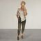  CAMICIA in viscosa manica tre quarti beige con colletto e revers sulla manica ,JEANS marrone vintage cinque tasche